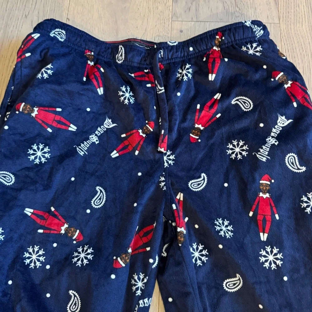 Dogg Supply by Snoop Dogg Mens XL Pajama Pants Navy Elf Paisley‎ Snowflake